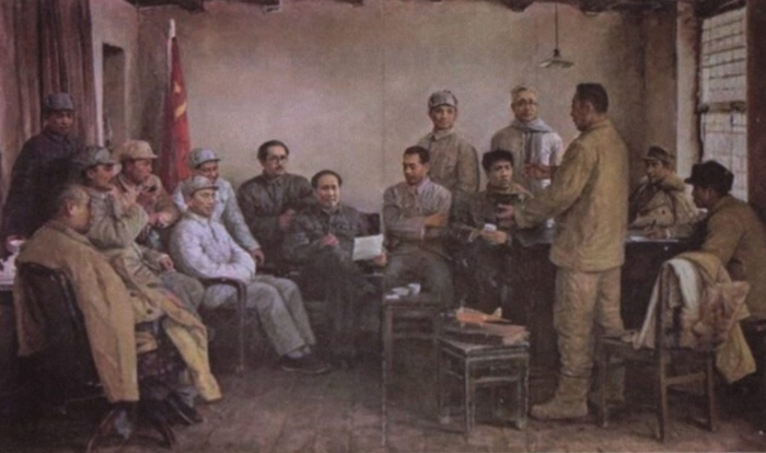 毛主席听取航空局领导汇报工作（油画）