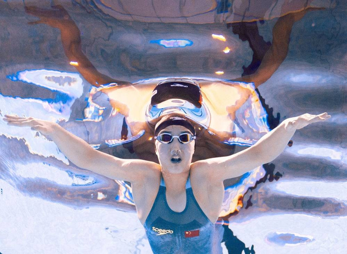 ↑2025年7月30日，于子迪在世界游泳锦标赛游泳女子200米蝶泳半决赛中。