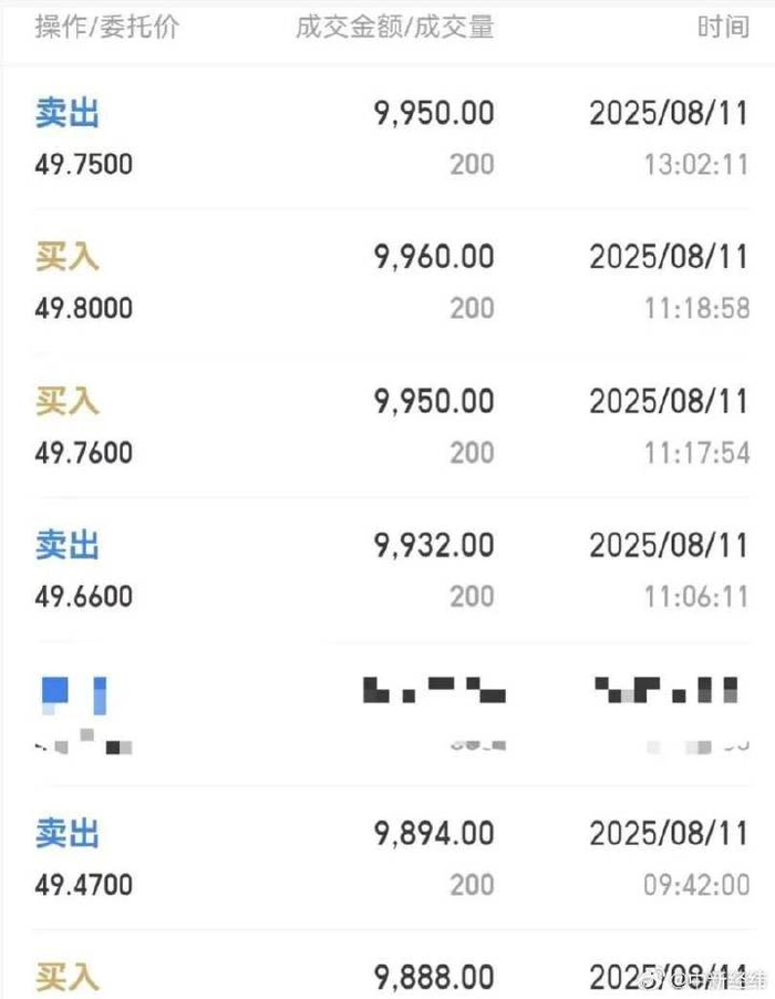 ​王丽敏使用的T0算法交易记录 来源：受访者提供