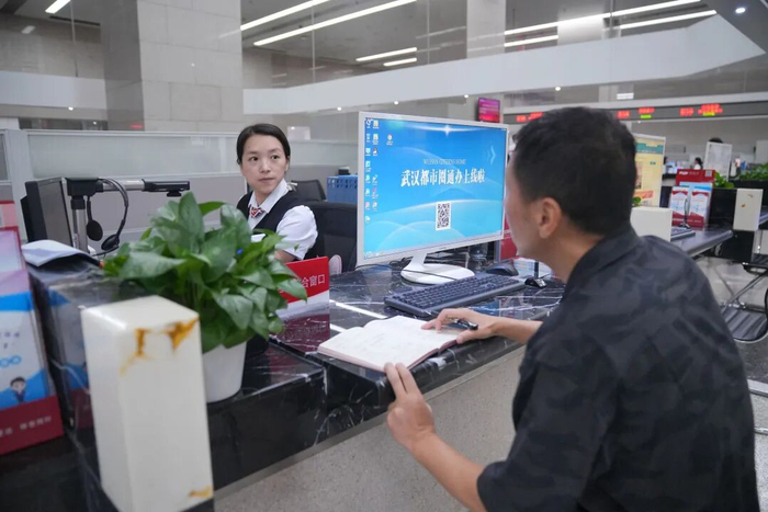 市民在武汉市民之家“一圈通办”窗口办理业务。王海 摄