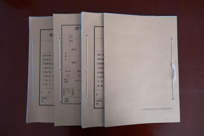 图为张某某诈骗罪一案的案件卷宗。（德令哈人民法院供图）