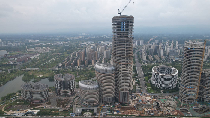 中国五冶集团承建的成都科创生态岛施工现场。四川省住房和城乡建设厅供图