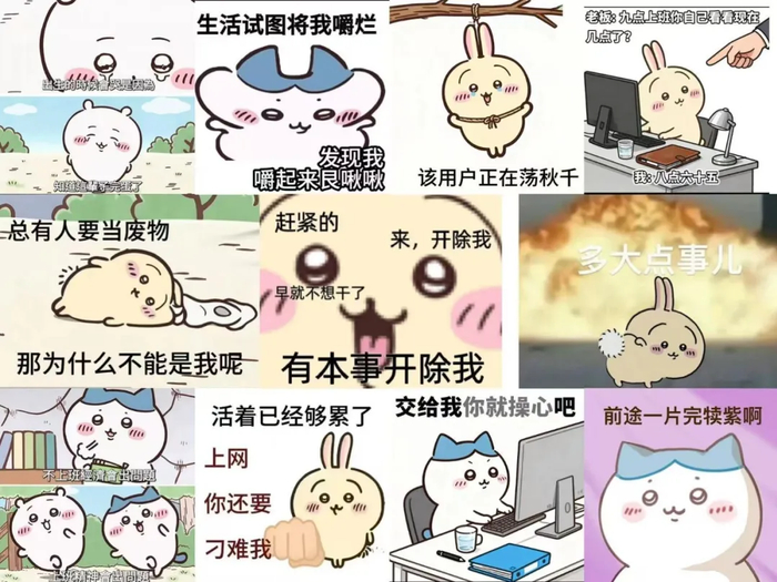 （Chiikawa流行表情包 图片均来源于社交平台 ）​