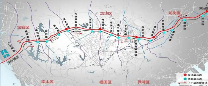 ▲ 机荷高速改扩建工程路网图