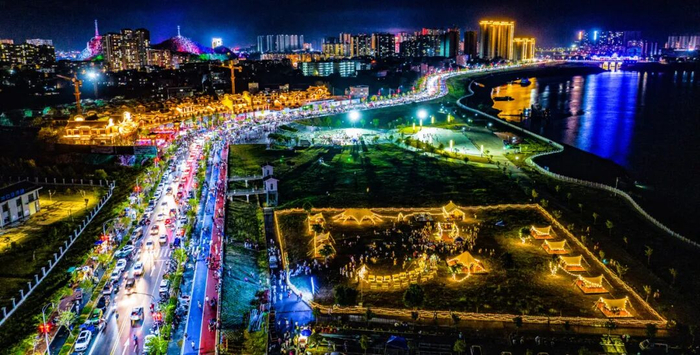 ▲阳明公园、武仙古城夜景。