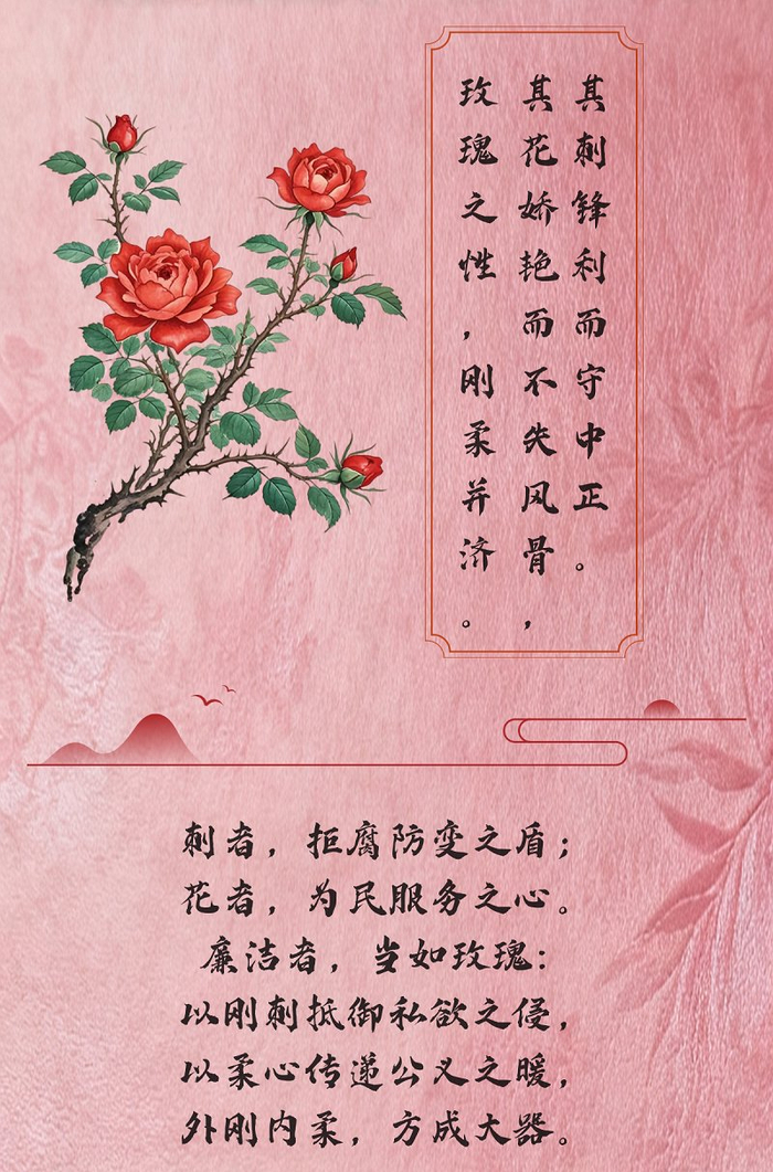 花寄廉语丨玫瑰：红瓣映心 廉韵流芳