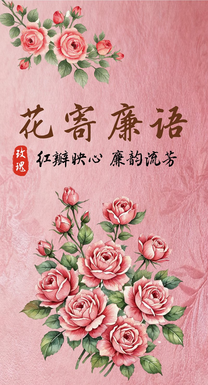 花寄廉语丨玫瑰：红瓣映心 廉韵流芳
