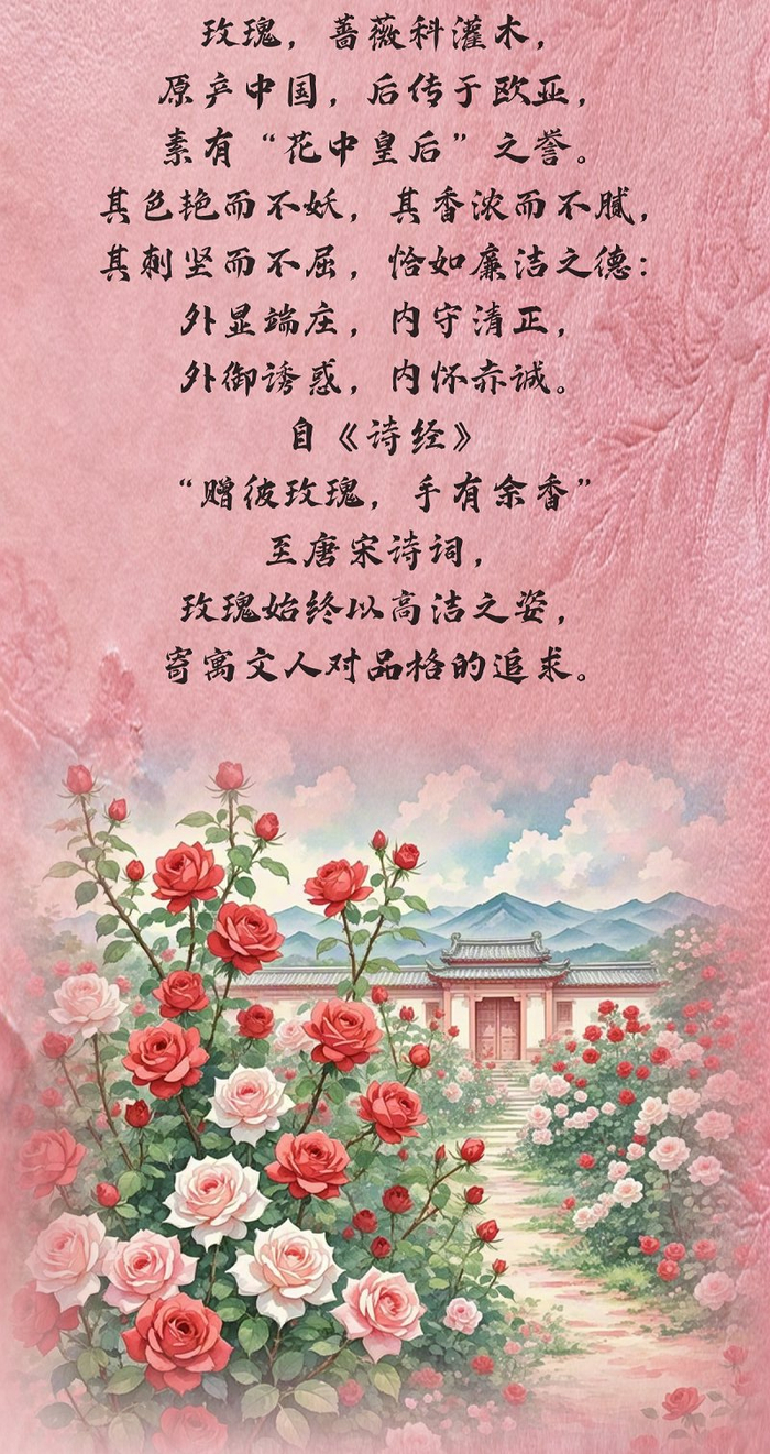 花寄廉语丨玫瑰：红瓣映心 廉韵流芳
