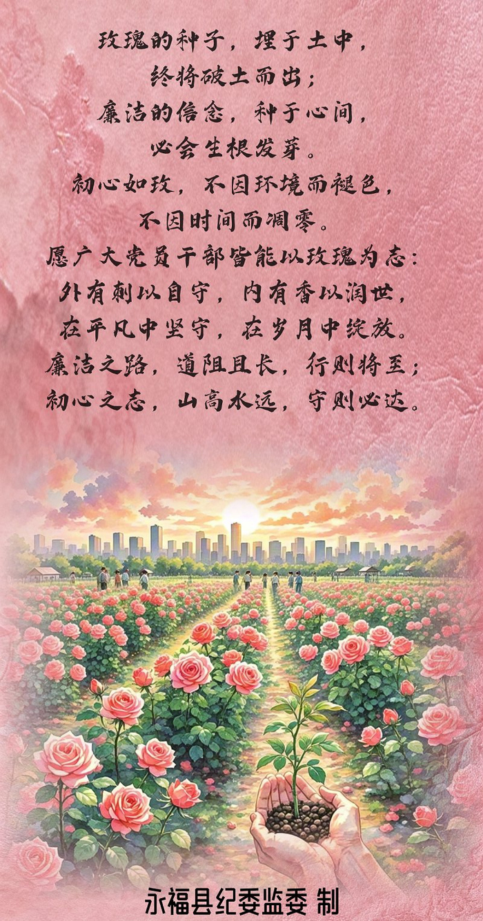 花寄廉语丨玫瑰：红瓣映心 廉韵流芳