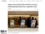 印度监管机构：苹果试图通过质疑罚款制度来拖延反垄断案
