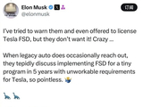 没有车企愿用特斯拉FSD 马斯克破防：他们属实是疯了