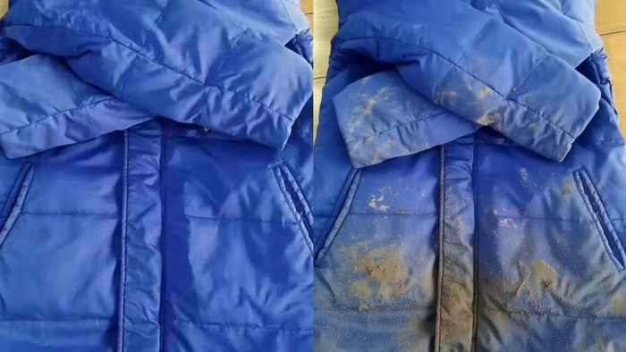 代号AI10的照片原型为一件蓝色羽绒服，左图为其原始图片，右图为AI生成，73位受访者中只有28人判断正确。