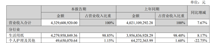图/中顺洁柔半年报截图