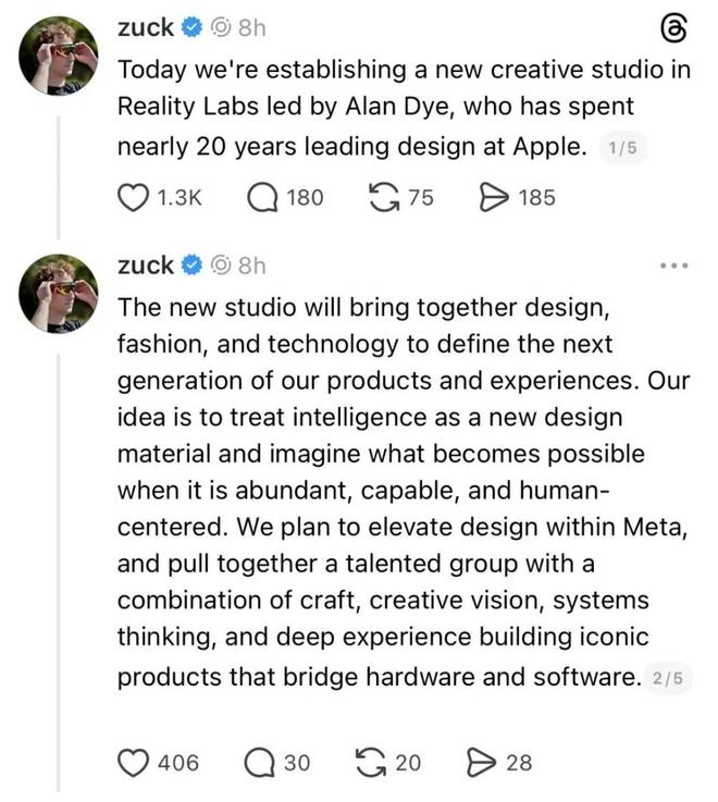 ▲扎克伯格官宣帖子（来源：Threads）