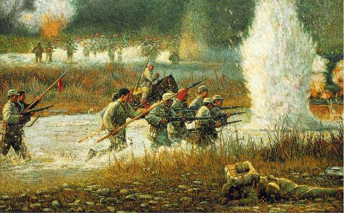 淀边烽火（油画） 窦 鸿作