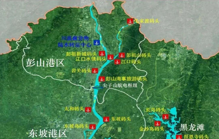 ▲眉山港总体规划布局图