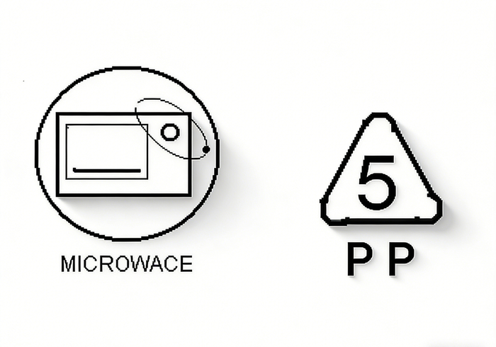 塑料容器底部标有“5号”（PP）且带微波炉图标，才可短时加热。