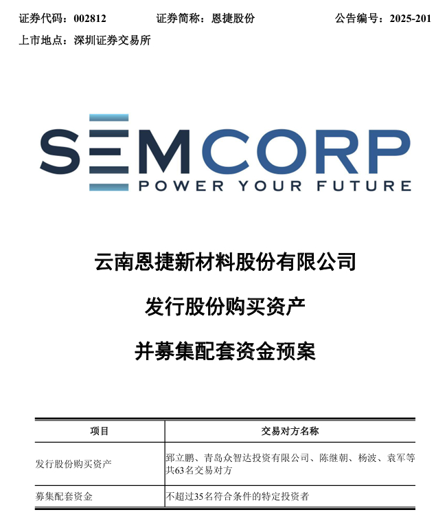 图1：恩捷股份发布资产并购预案