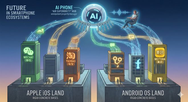 AI手机想要控制各个APP，会遇到很大的阻力。（图/Nano Banana Pro）
