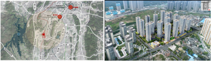 （南投春山园著项目（天力柴油机厂地块）区位示意图；效果图仅供参考，最终以审批方案为准）