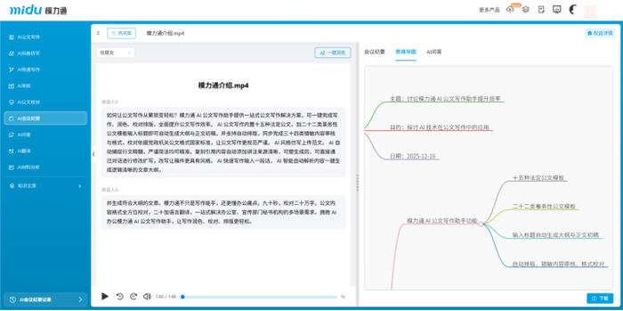 (AI会议纪要功能-思维导图示意图)