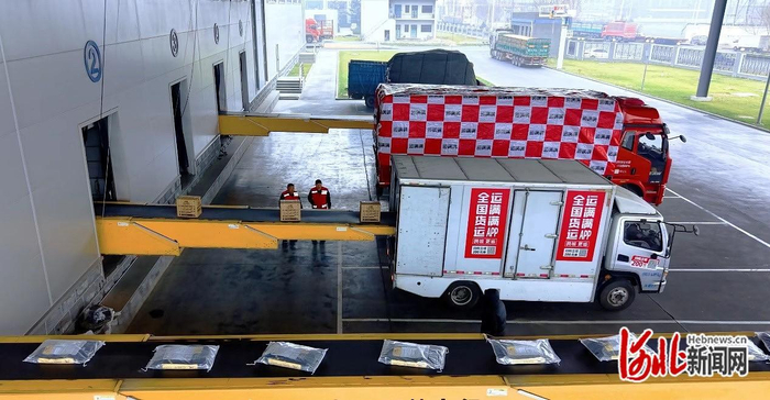 宠物粮打包装车，准备发向全国各地。李丹秋 摄