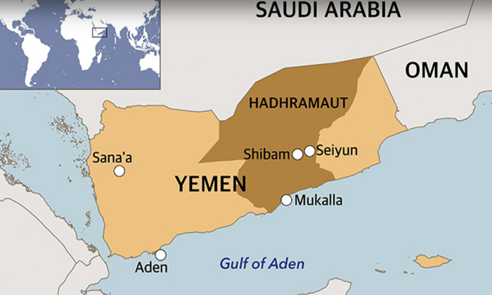 （哈德拉毛省与沙特南部边境大面积接壤）