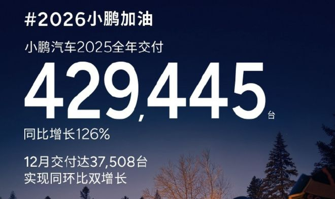 ▲小鹏汽车2025年全年交付量