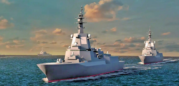 资料图：日本两艘“宙斯盾系统搭载舰”编队航行效果图（来源：中国国防报）
