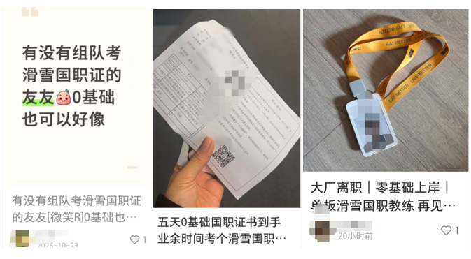 网上关于滑雪教练培训的信息 图片来源：网络截图