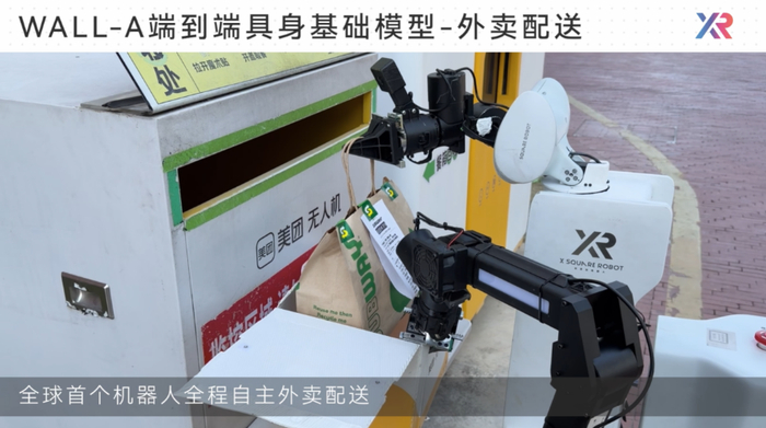 （图：自变量机器人从外卖纸箱中精准取出餐食）