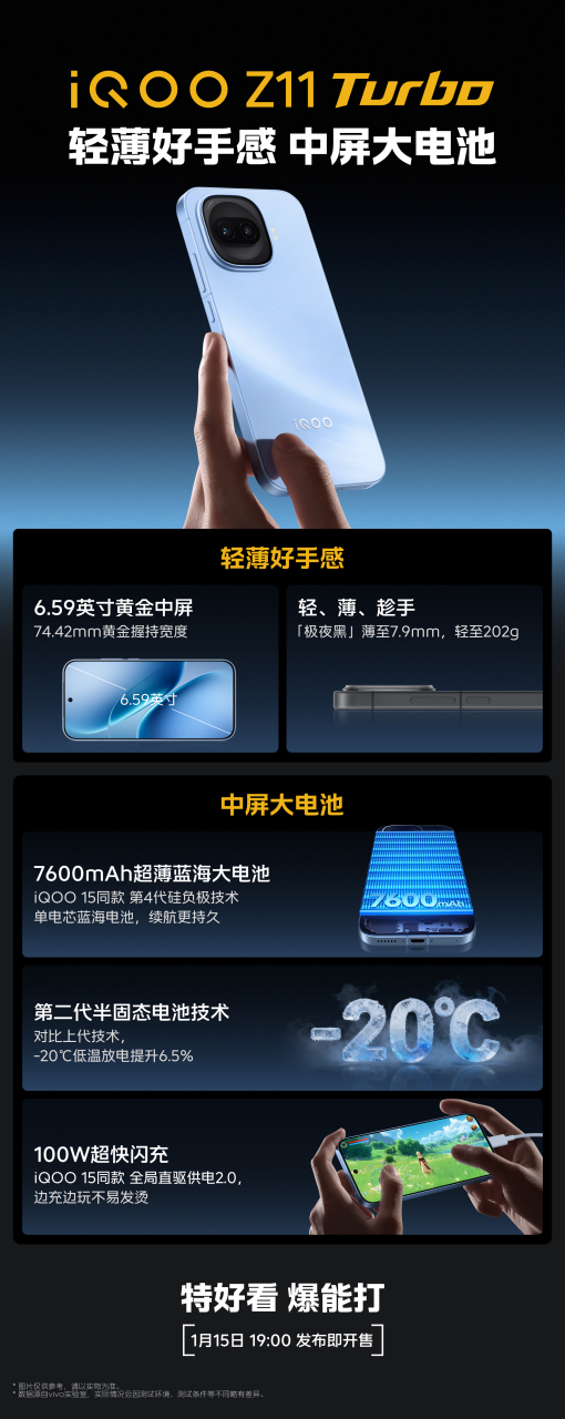 （官方预热海报：轻薄好手感，中屏大电池）