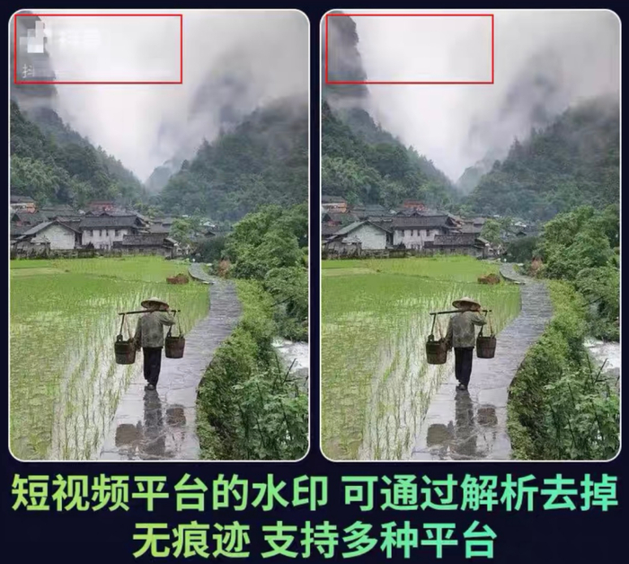 记者从社交平台及电商平台搜索发现的AI去水印服务及工具。制图　马莎