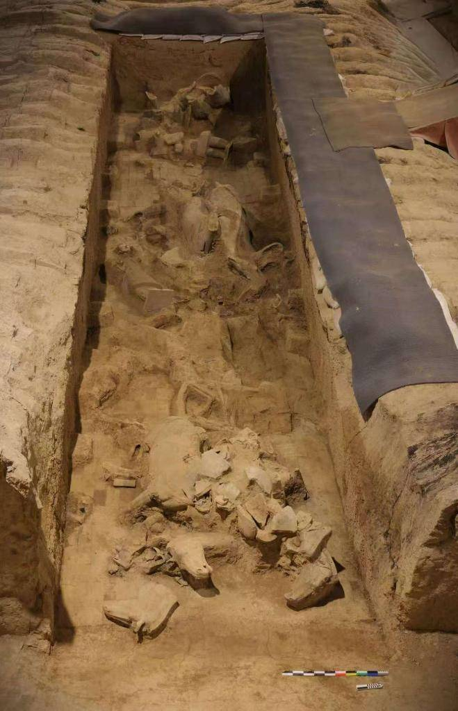 这是2025年秦兵马俑二号坑发掘区域第9过洞东段。（秦始皇帝陵博物院供图）