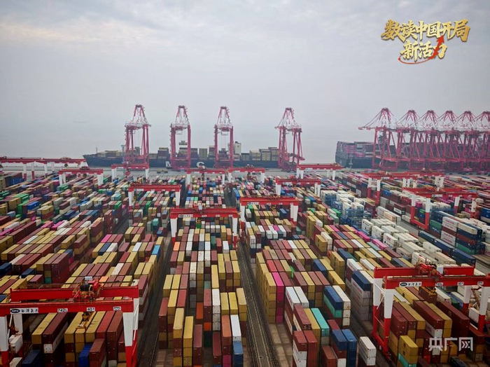 俯瞰洋山四期自動化碼頭（央廣網(wǎng)記者 馮麗 攝）