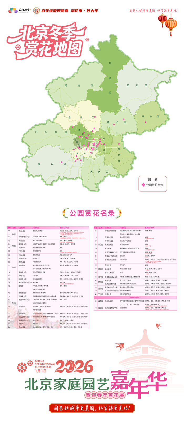 北京冬季赏花地图。北京市园林绿化局供图
