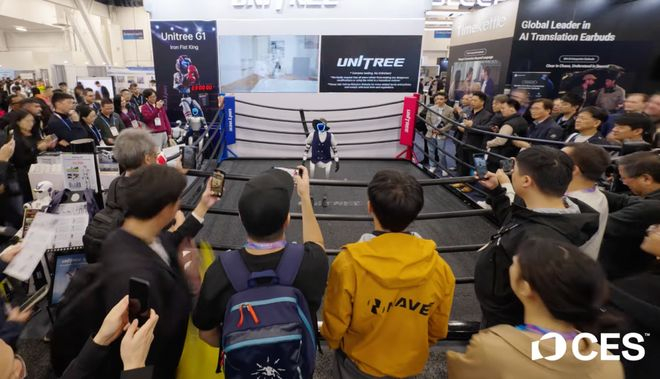 宇树G1机器人展示擂台格斗 图片来源：CES