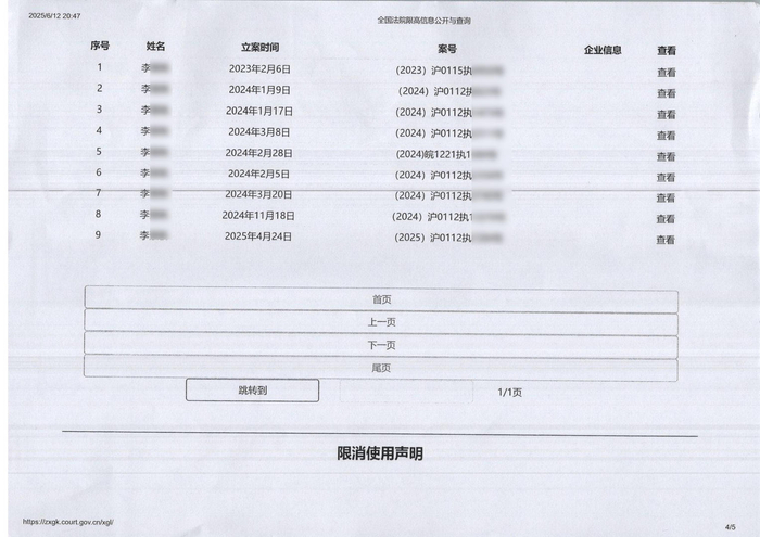 ▲李某涉及的执行案件