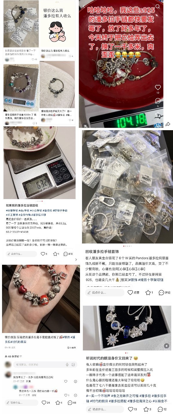 社交媒体上的潘多拉回收成为一股新热潮。来源 小红书