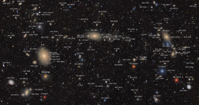 薇拉·鲁宾天文台首图（含标签） | 图源：NSF–DOE Vera C. Rubin Observatory
