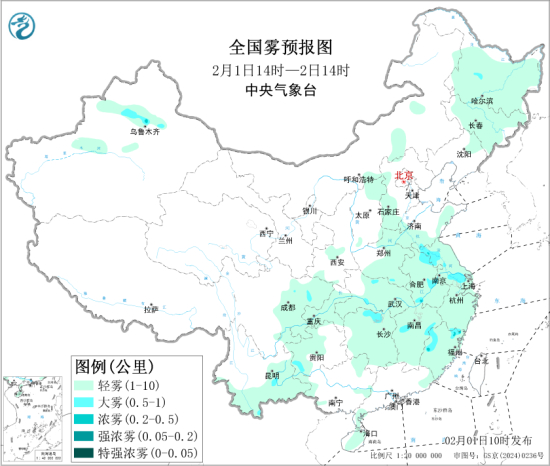 图1 全国雾预报图（