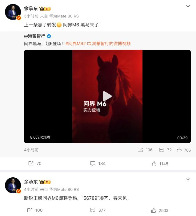 截图：微博@余承东