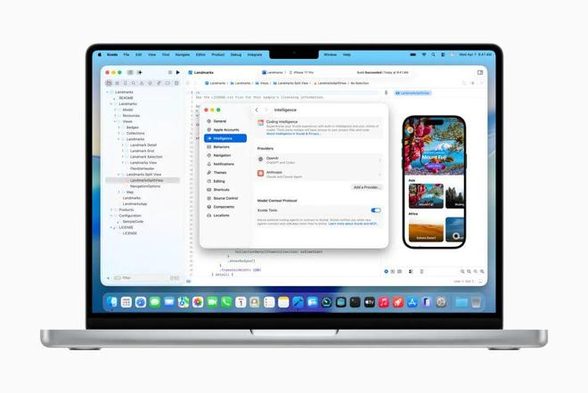 最新的 Xcode 26.3 版本引入了 Claude 和 Codex｜图片来源：苹果