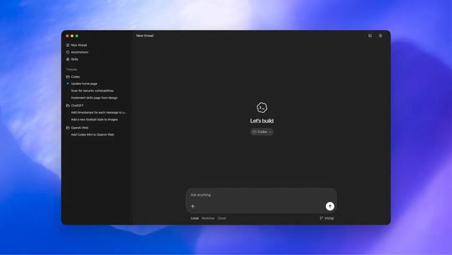 两天前 OpenAI 刚刚发布 MacOS 版的 Codex 独立应用｜图片来源：OpenAI