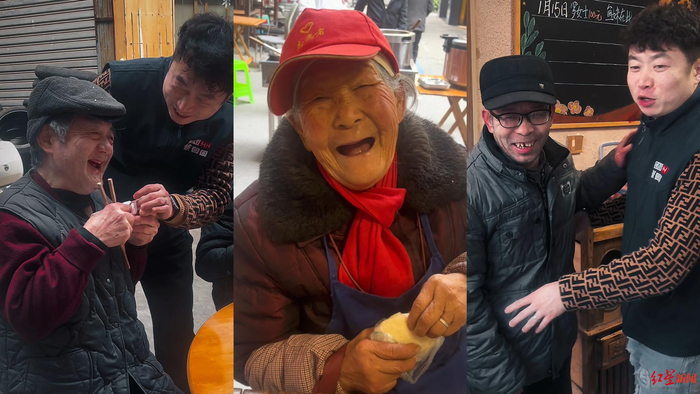 ▲看到老人们的笑脸王永航觉得十分满足