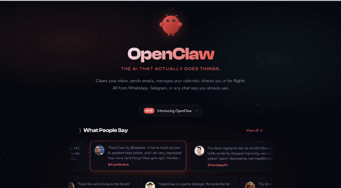 图片来源：OpenClaw官网截图