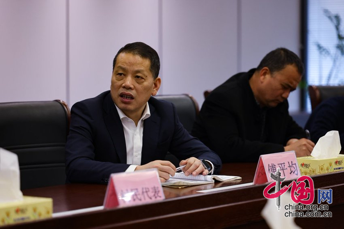 滕头村党委书记傅平均在项目洽谈会上。中国网记者董宁 摄