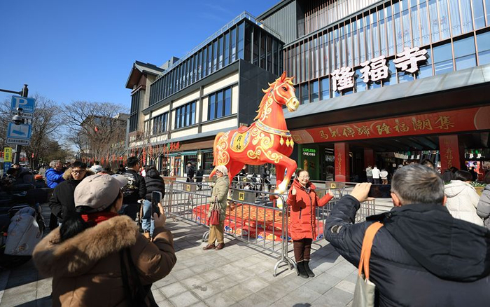 2月11日，不少市民来到隆福寺拍照打卡。新京报记者 王飞 摄