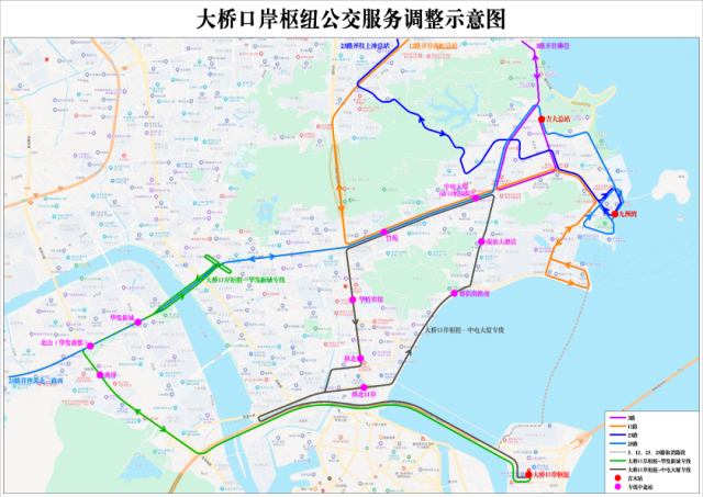公交服务调整示意图。来源：珠海发布