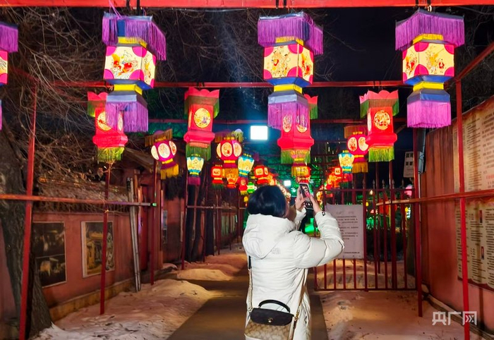 游客赏灯（央广网记者  陈显春  摄）